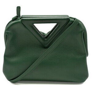 Bottega Veneta Triangle Point Shoulder Bag Green Leather Crossbody
